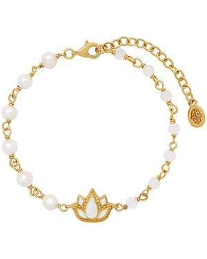 Karma and Luck Intentions Aligned Moonstone Lotus Bracelet - Metallic