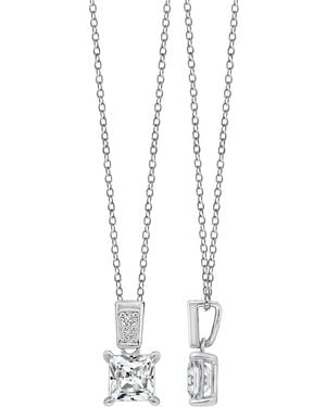 Diamonbliss Embellished With Swarovski Plated Princess Cut Solitaire Drop Pendant Necklace, One And Half Carats - Metallic