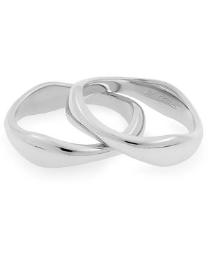 Cote Cache Symmetry Stackable Wave Ring Set - Metallic