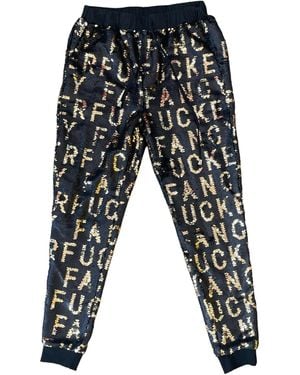 Any Old Iron Sequin Fancy Fucker Joggers - Black