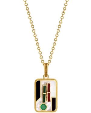 Karma and Luck Flourishing Spirit Two Bam Multi-Stone Mahjong Necklace - Metallic