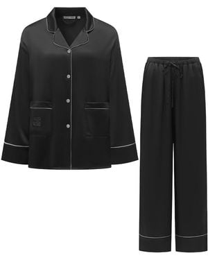NOT JUST PAJAMA Timeless Collection Silk Long Pyjama Set - Black
