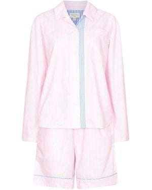 NoLoGo-chic Stripe Stock Set Shorts Pj Cotton - Pink