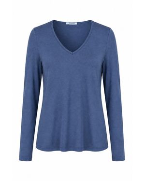 Conquista Classic Long-Sleeve V-Neck Top - Blue