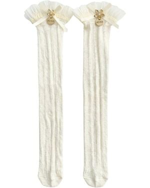 ADIBA The Gossamer Zina Mini Flower High-Sock - White