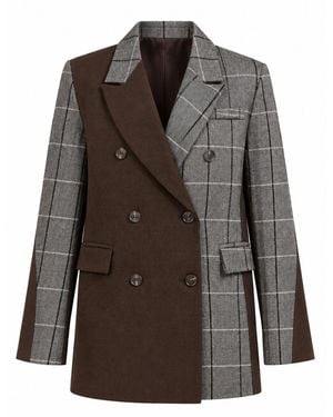 Rave on Trend Plaid Blazer New - Brown