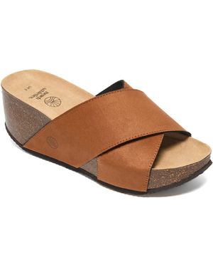 Bedroom Athletics Inis- Vegan Wedge Crossover Platform Slider - Brown