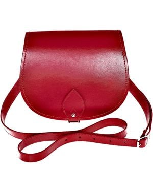 Zatchels Handmade Leather Small Saddle Bag - Red