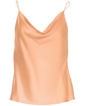 MIONÈ Slip Blouse With Draped Detail - Orange