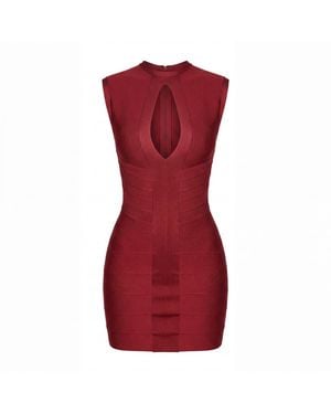 Irmak Su Guclu Lena Body Sculpt Burgundy Bandage Dress - Red