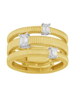 Artisan Baguette Cut Diamond Spiral Ring - Metallic