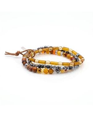 Jaredjamin Cyrus Amber & Hematite Stackable Bracelet Set - Metallic