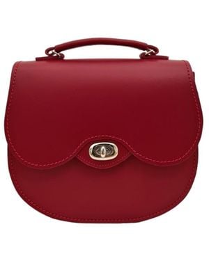 Zatchels Handmade Leather Twist Lock Saddle Bag - Red | One Size |