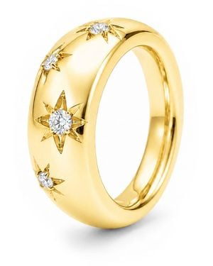 Unaloe Quartz Starburst Wide Band Ring – Plated Sterling - Metallic