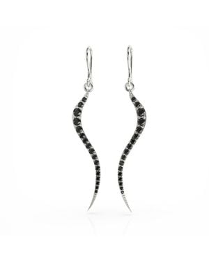 Linda Fiore Swirl Earrings With Onyx Cz - Metallic