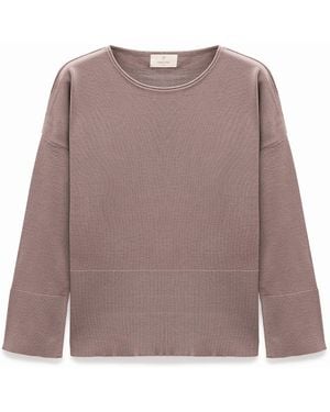 Peraluna Rio Flat Knit Boat-Neck Sweater - Brown