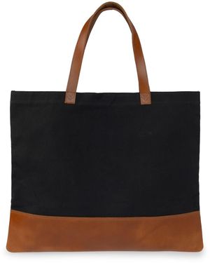 VIDA VIDA Canvas Leather & Tan Tote Bag - Black