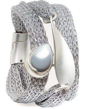 Saachi Mesh Twisted Orb Bracelet - White