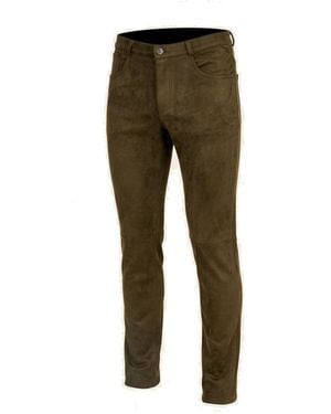 Ron Tomson Microsuede Lightweight Tapered Trousers - Green