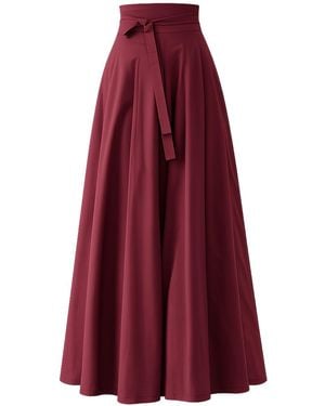 Nikka Place Summer Cocktail Maxi Cotton Skirt With High Waist - Red