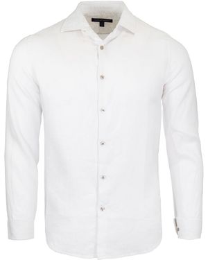 lords of harlech Lionel Linen Button Down Shirt - White