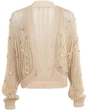 Saachi Coastal Shell Sequin Cardigan - Natural