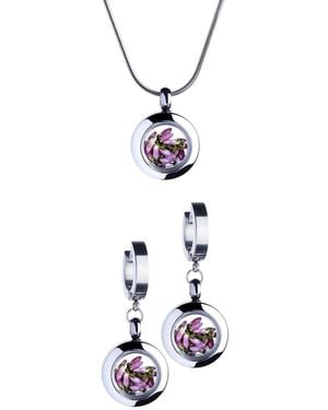 My Little Nature Handcrafted Designer Jewellery Gift Set With Heather Flowers - White