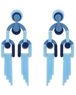 Gissa Bicalho Handmade Acrylic Earring Cladogram - Blue
