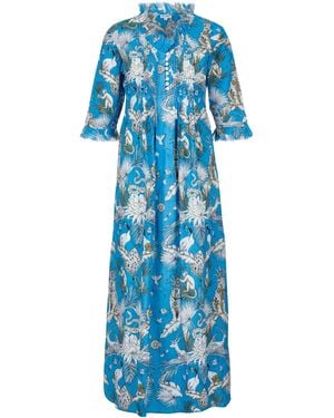 At Last Cotton Annabel Maxi Dress - Blue