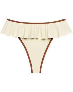 Montce Neutrals Oat Terracotta Binded Tamarindo Ruffle Bikini Bottom - Natural