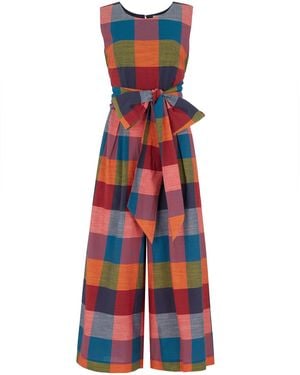 Emily and Fin Roberta Festival Plaid Jumpsuit - Red