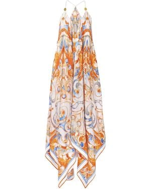 Kargede Sun Seeker – Resort Silk Slip Maxi Dress - White