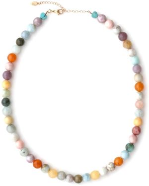 Kris Nations Mixed Gemstone Baller Beaded Necklace - Metallic