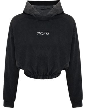 Pcfg Acid Washed Crop Hoodie - Black