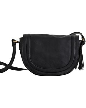 VIDA VIDA Luxury Soft Leather Saddle Bag With Tassel - Black