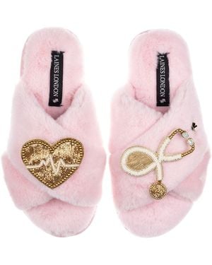 Laines London Classic Laines Slippers With Doctor Brooches - Pink
