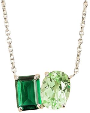 Juvetti Buchon Necklace Set With Emerald & Sapphire - Green