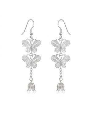 Yieon Butterfly Fine Filigree Drop Earrings - White