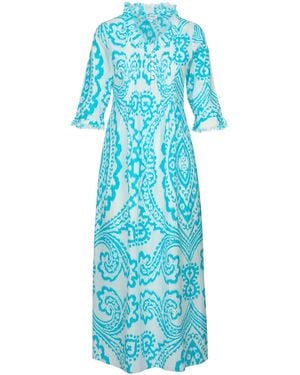 At Last Cotton Annabel Maxi Dress - Blue