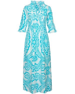 At Last Cotton Annabel Maxi Dress - Blue
