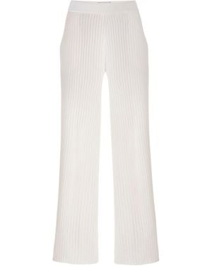 SALANIDA Vera Wide Leg Ribbed Trousers - White
