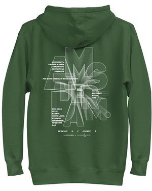 Anchor and Crew Forest Gustatory Amsterdam Coffee Scene Cotton Blend Embroidered Hoodie - Green