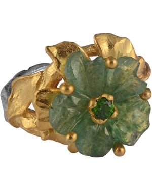 Emma Chapman Jewels The Rosa Onyx Flower Ring - Green