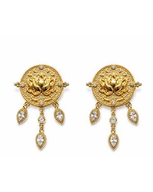 Aurozia Lotus Within Vermeil Lotus Drop Earrings - Metallic