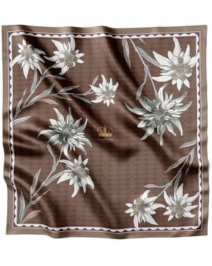 Lamberty Munich Neutrals Mulberry Silk Twill Scarf Edelweiss Alpenglow - Metallic