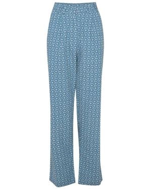 STATE OF GEORGIA The Embroidered Grandad Pant Embroidered Flowers - Blue