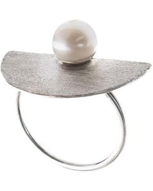 Silver Moon Pearl Sterling Ring – Moon's Second - Metallic