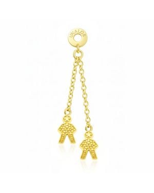 Unaloe Plated Pavé Effect Double Chain Drop Earrings Charms Jewellery For - Yellow
