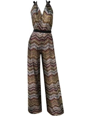 Me & Thee No Sign Of Metallic Stripe Jumpsuit - Grey