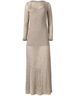 Lita Couture Side-Slit Maxi Dress - Natural